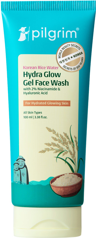 Pilgrim Korean Rice Water Hydra Glow Gel with 2% Niacinamide & Hyaluronic Acid Face Wash(100 ml)
