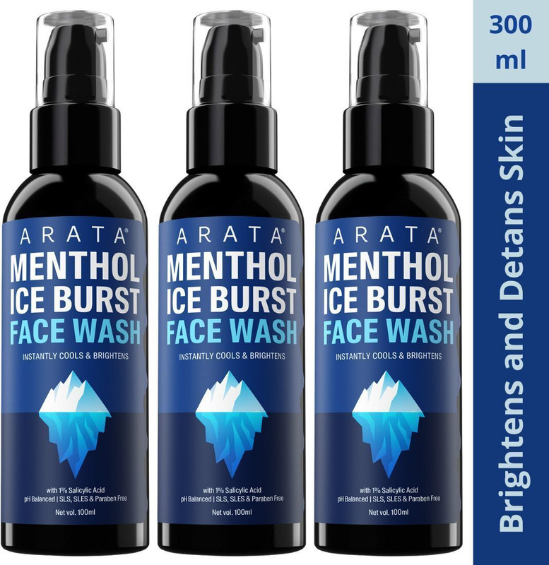 ARATA Menthol Ice Burst with 1% Salicylic Acid | Fights Pimples & Acne| All Skin Types Face wash Face Wash(300 ml)
