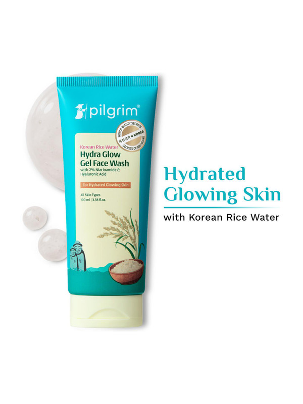Pilgrim Korean Rice Water Hydra Glow Brightening Gel For Women | Glowing Skin Face Wash(100 ml)