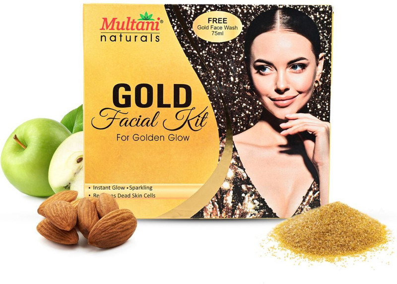 Multani Natural Gold Facial Kit (Free Face Wash) | Instant Glow, Sparkling Shine -(175 ml)