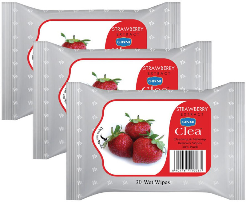 GINNI Refreshing Facial Wet Wipes-Strawberry(pack of 3)(30 wipes per pack)(3 Tissues)