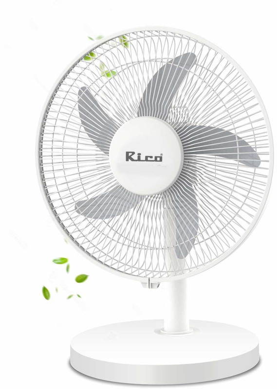 Rico 12" Rechargeable Fan |Type-C Charging |BLDC Motor with 3-Speed Setting with 1 Year Warranty Silent Operation, BLDC Motor 305 mm Table Fan(White | Pack of 1)