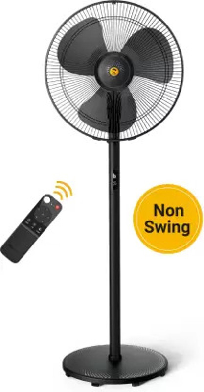 Atomberg Renesa Non SwingSilent Pedestal6 SpeedsLED DisplayTimerIdeal for Home & Office with 2 Year Warranty BLDC Motor with Remote 400 mm Pedestal Fan(5 Star | Midnight Black | Pack of 1)