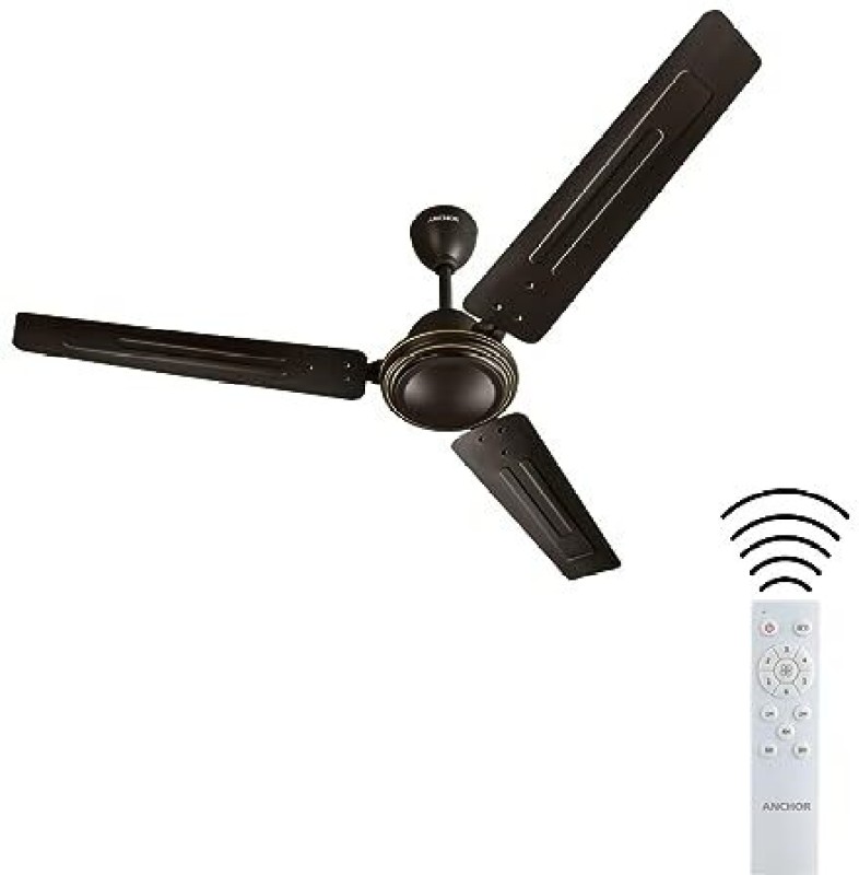Anchor By Panasonic Star 3 Blade 1200mm 5 Star Rated 370 RPM BLDC fan with remote 1200 mm 3 Blade Ceiling Fan(Smoke Brown, Pack of 1)