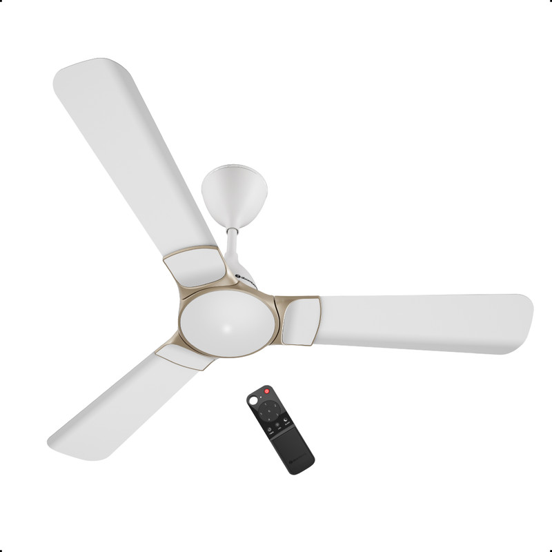 Atomberg Erica Nuvo|Award Winning Designer Fan|High Air Delivery|Low Noise|Elegant Trims with 3 Year Warranty BLDC Motor with Remote 1200 mm Ceiling Fan(5 Star | SnowWhite | Pack of 1)