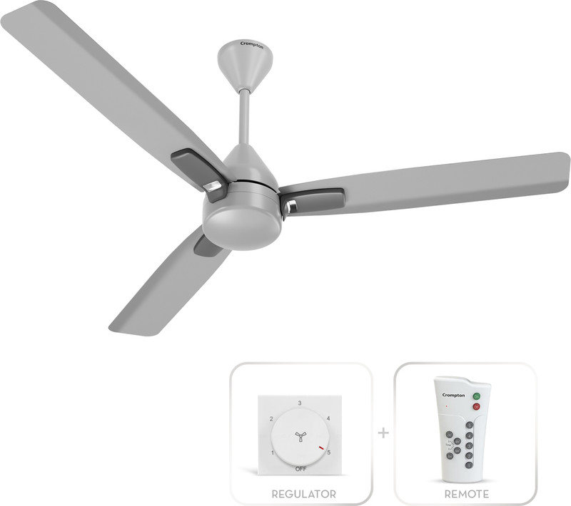 Crompton Caelum with 4 Year Warranty BLDC with Remote and Regulator 1200 mm Ceiling Fan(5 Star | Metallic Grey | Pack of 1)