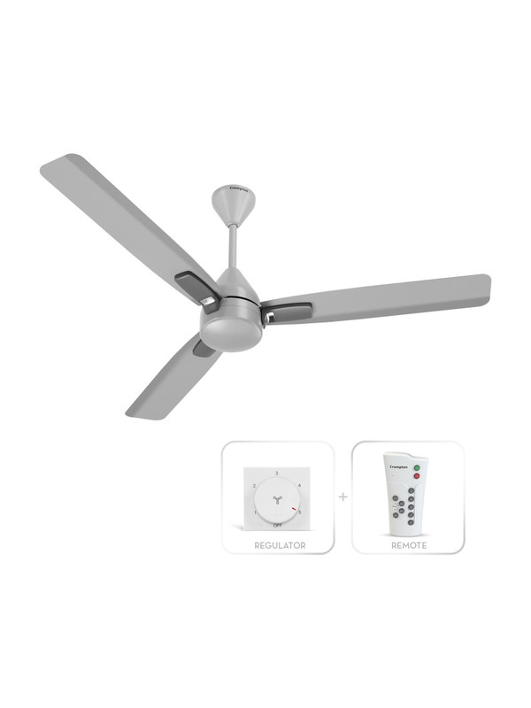 Crompton Caelum with 4 Year Warranty BLDC with Remote and Regulator 1200 mm Ceiling Fan(5 Star | Metallic Grey | Pack of 1)