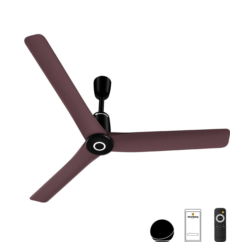 Atomberg Aris Contour Smart|Voice Control|Best Air Flow|Silent|Award Winning Decor Design with 5 Year Warranty BLDC Motor with Remote 1200 mm Ceiling Fan(5 Star | Umber Brown | Pack of 1)
