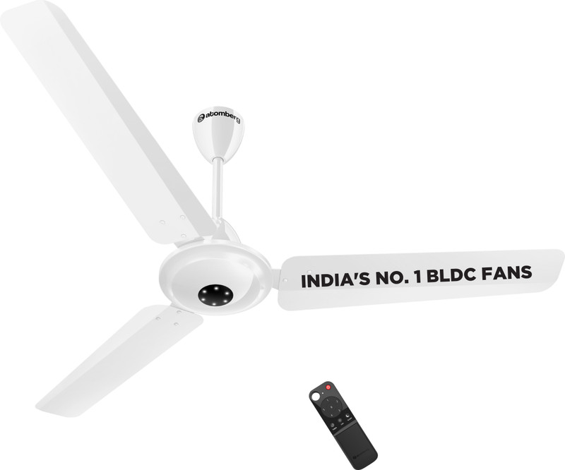 Atomberg Efficio Alpha|India's No.1 BLDC Fan| High Air Flow|LED Speed Indicator| with 2 Year Warranty BLDC Motor with Remote 1200 mm Ceiling Fan(5 Star | Gloss White | Pack of 1)