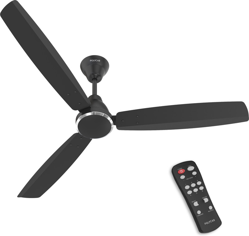 Polycab Wizzy Vibe with 4 Year Warranty BLDC Motor 1200 mm Ceiling Fan(5 Star | Matt Black | Pack of 1)