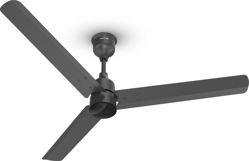 Polycab WIZZY PLUS 2.0 LED BLDCEnergy Saving with 3 Year Warranty BLDC Motor with Remote 1200 mm Ceiling Fan(5 Star | MATT BLACK | Pack of 1)
