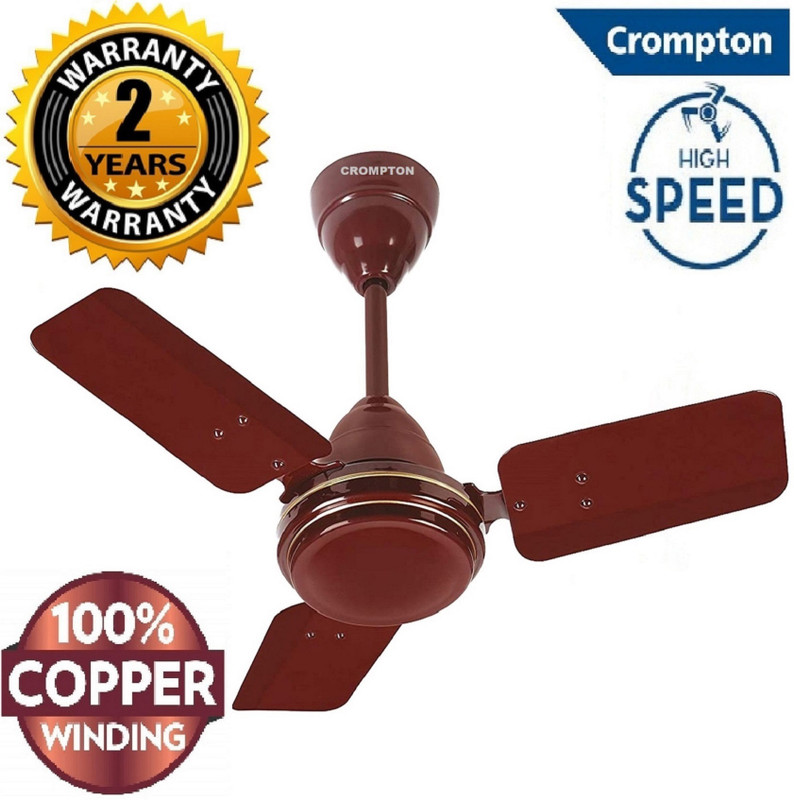 Crompton SUREBREEZE HS Plus ULTRA HIGH SPEED 100% COPPER MOTOR LONGER LIFE 600MM/24inch9 with 24 Months Warranty Energy Saving 600 mm Ceiling Fan(1 Star | Almond Brown9 | Pack of 1)
