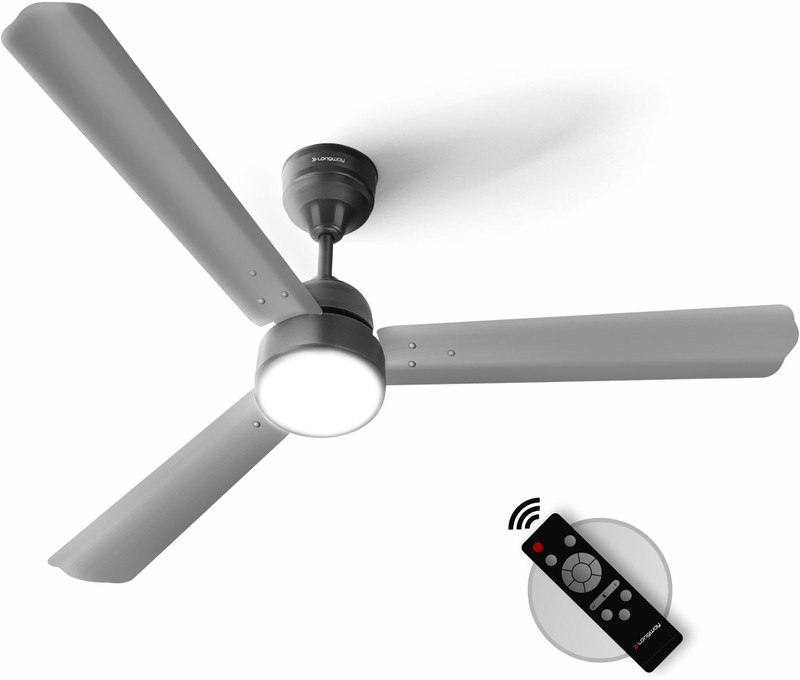 Longway Luminair | BLDC Motor | Remote Control | LED Light | Silent Operation | Premium with 5 Year Warranty BLDC Motor with Remote 1200 mm Ceiling Fan(5 Star | Gray | Pack of 1)