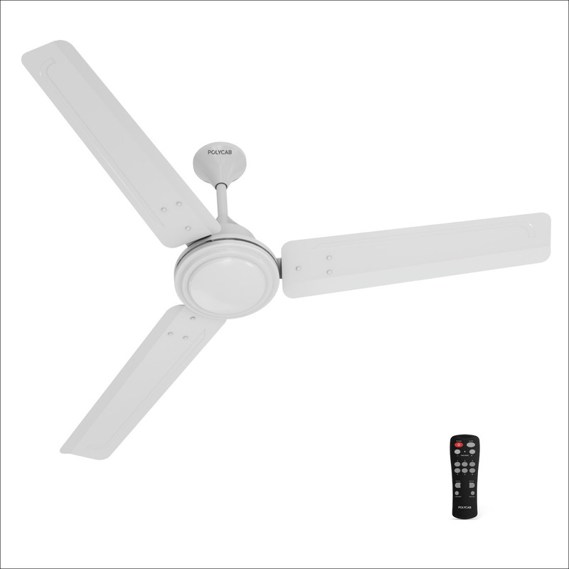 Polycab Airika BLDC with Remote | High Speed with 2 Year Warranty BLDC Motor with Remote 1200 mm Ceiling Fan(5 Star | White | Pack of 1)