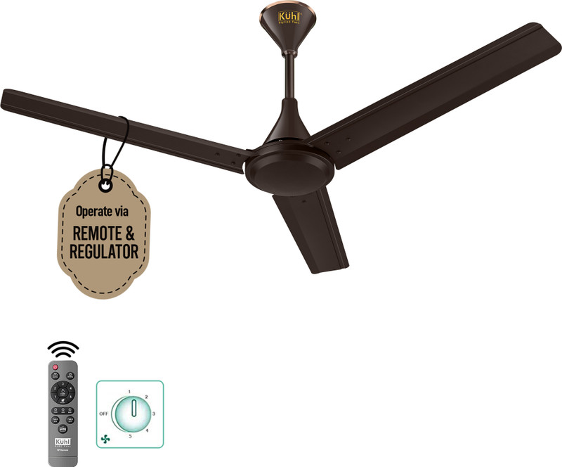 KUHL Fest B1 Power Saving BLDC Ceiling Fan |28W|365 RPM | Remote & Regulator Operated BLDC Motor with Remote 1200 mm Ceiling Fan(5 Star | Espresso | Pack of 1)