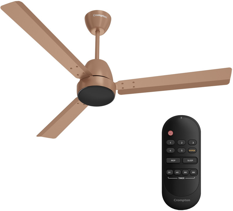Crompton Energion Nucleoid BLDC Technology Remote Control High Air Delivery with 4 Year Warranty Energy Saving 1200 mm Ceiling Fan(5 Star | Gilded Beige | Pack of 1)