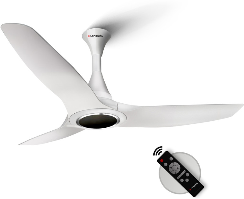 Longway Glideon with 5 Year Warranty BLDC Motor with Remote 1200 mm Ceiling Fan(5 Star | White | Pack of 1)