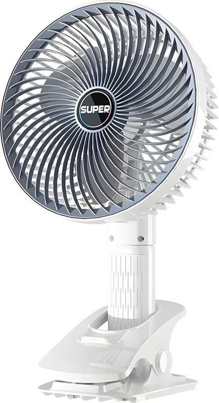 Suvaniq Portable USB Clip Fan Rechargeable Low Noise Desk Clamp Fan for Home Anti Dust, Anti Rust, Energy Saving, High Air Delivery, Silent Operation 120 mm Table Fan(5 Star | White | Pack of 1)