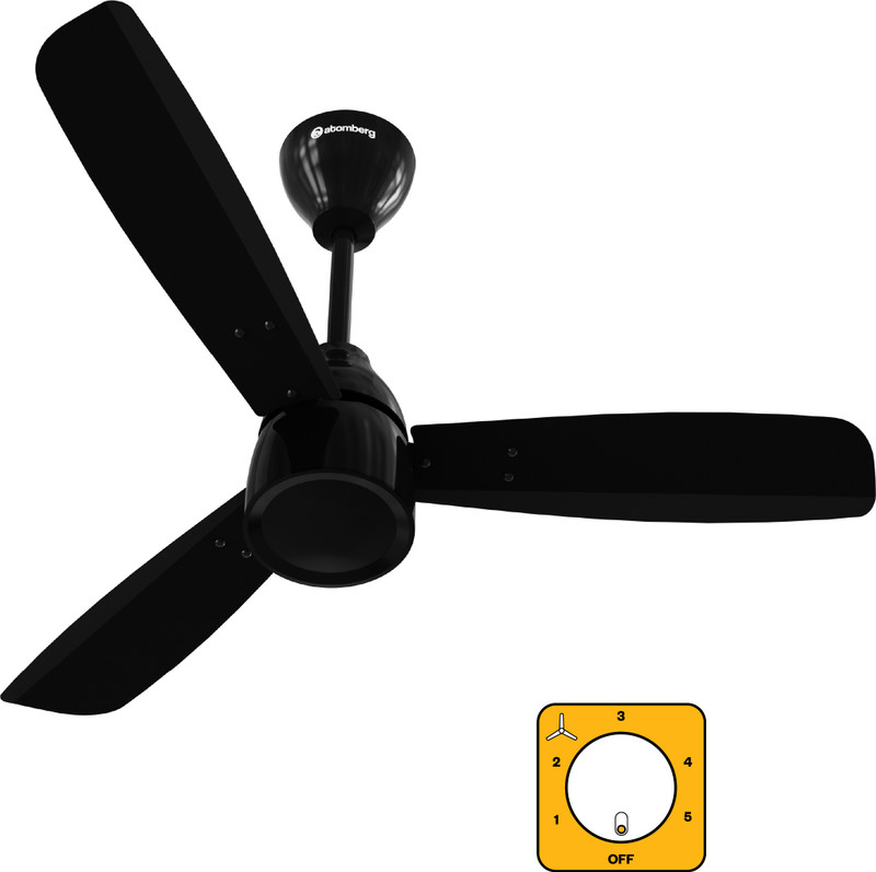 Atomberg Renesa Prime Regulator Operated (No Remote)High Air DeliveryLow Noise with 3 Year Warranty BLDC Motor 900 mm Ceiling Fan(5 Star | GlossBlack | Pack of 1)