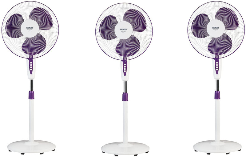 USHA Mist Air Icy 400mm Pedestal Fan PACK OF 3 400 mm 3 Blade Pedestal Fan (Purple, Pack of 3)