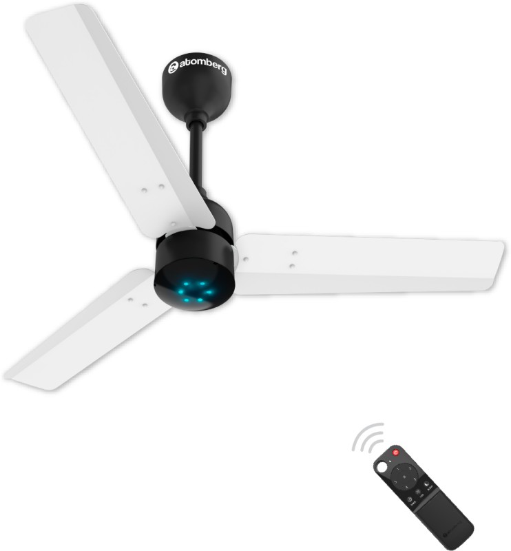 Atomberg Renesa 5 Star BEE Rated 5 Star 900 mm BLDC Motor with Remote 3 Blade Ceiling Fan(White & Black, Pack of 1)