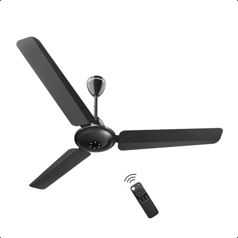 Atomberg Efficio Alpha|India's No.1 BLDC Fan| High Air Flow|LED Speed Indicator| with 2 Year Warranty BLDC Motor with Remote 1200 mm Ceiling Fan(5 Star | Gloss Black | Pack of 1)
