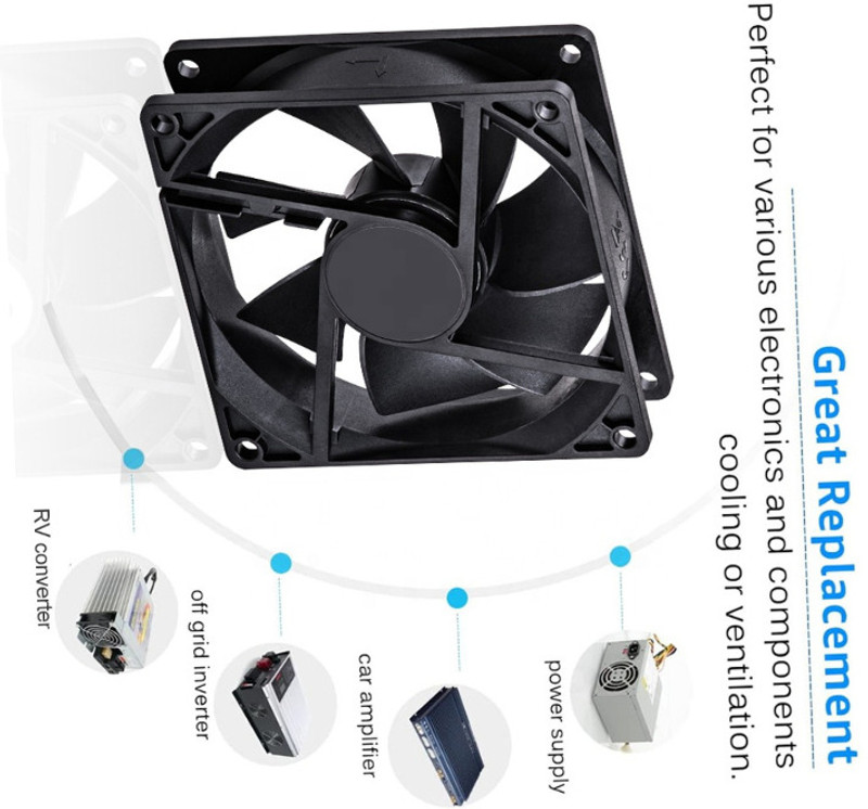GARGICO 12V best DC Axial Fan 8025 3 Inch DC Inverter Cooling Fan with sleeve bearing 20 mm Exhaust Fan(Multi)