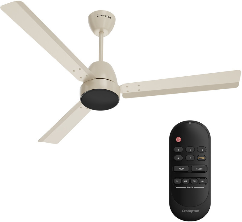 Crompton Energion Nucleoid BLDC Technology Remote Control High Air Delivery with 4 Year Warranty Energy Saving 1200 mm Ceiling Fan(5 Star | Gilded Beige | Pack of 1)