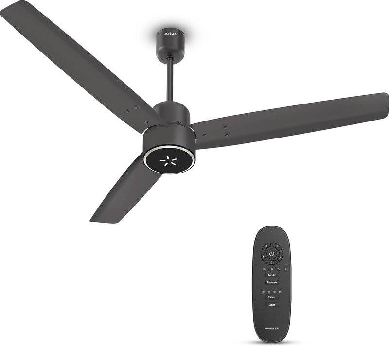 HAVELLS FAB ULED|LED Speed Indicator|Remote Controlled|Upto 65% Energy Saving with 3 Year Warranty BLDC Motor with Remote 1200 mm Ceiling Fan(5 Star | Smoke Brown | Pack of 1)