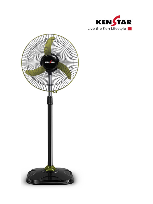 Kenstar Wind Speed Ultra GRN | Adjustable Height with 2 Year Warranty Ultra High Speed 400 mm Pedestal Fan(Military Green, Black | Pack of 1)