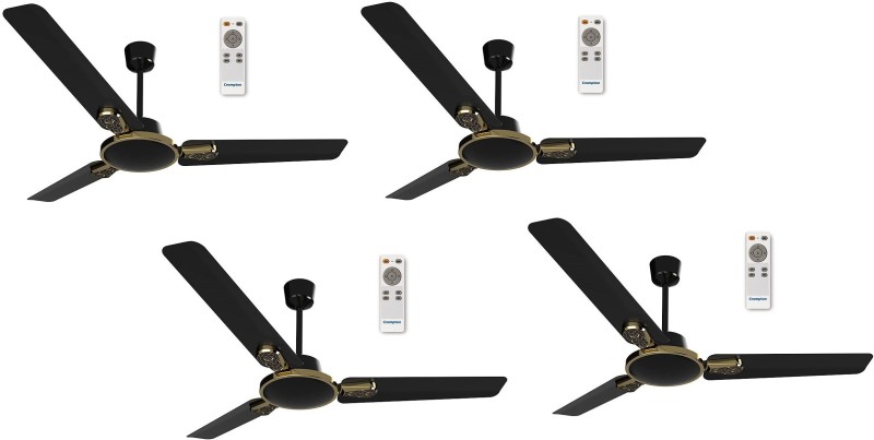 Crompton Energion Stylus Fan with Remote 1200mm Gloss Black 1200 mm 3 Blade Ceiling Fan  (GLOSS BLACK, Pack of 4)