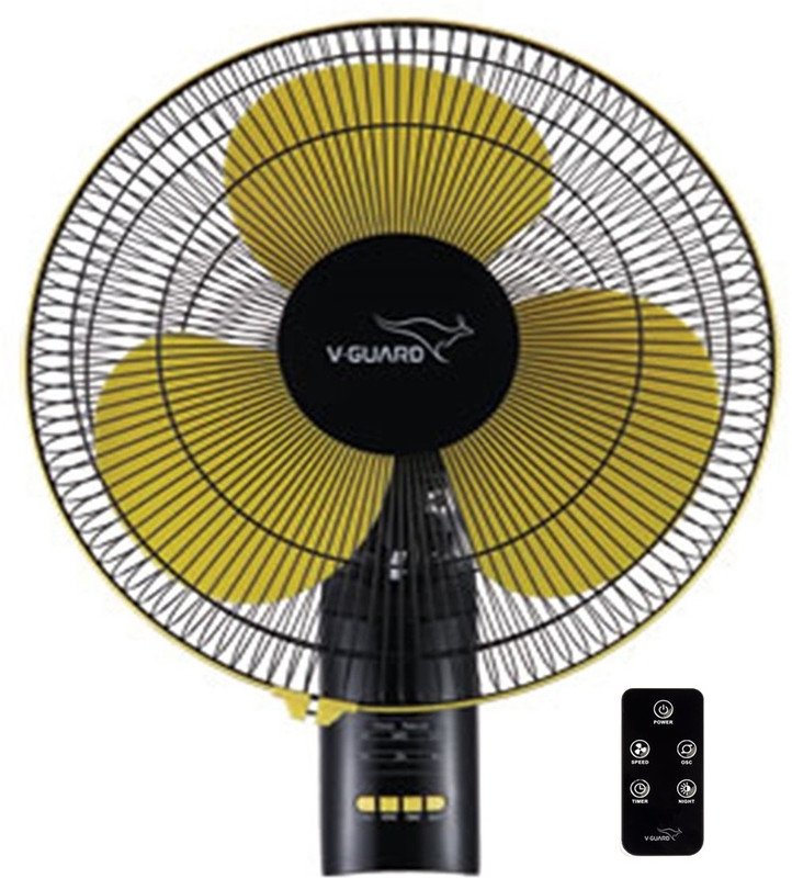 V-Guard FINESTA RW NEO WALL FAN WITH REMOTE | LED DISPLAY with 2 Year Warranty Remote Controlled 400 mm Wall Fan(YELLOW-BLACK | Pack of 1)