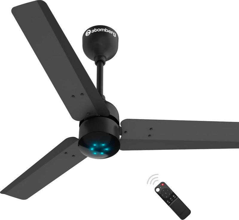 Atomberg Renesa 5 Star BEE Rated 5 Star 900 mm BLDC Motor with Remote 3 Blade Ceiling Fan(Midnight Black, Pack of 1)