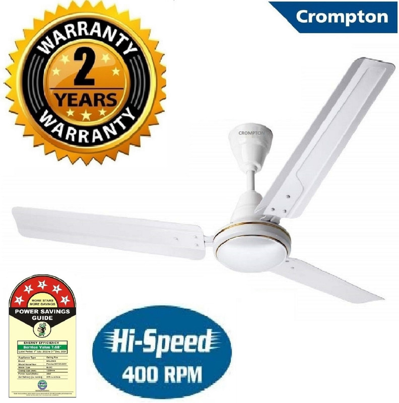 Crompton SUREBREEZE 55W POWER SAVER UHS ULTRA HIGH SPEED 400RPM 1200 mm Ultra High Speed 6 Blade Exhaust Fan (OPAL WHITE POWER SAVER UHS ULTRA…