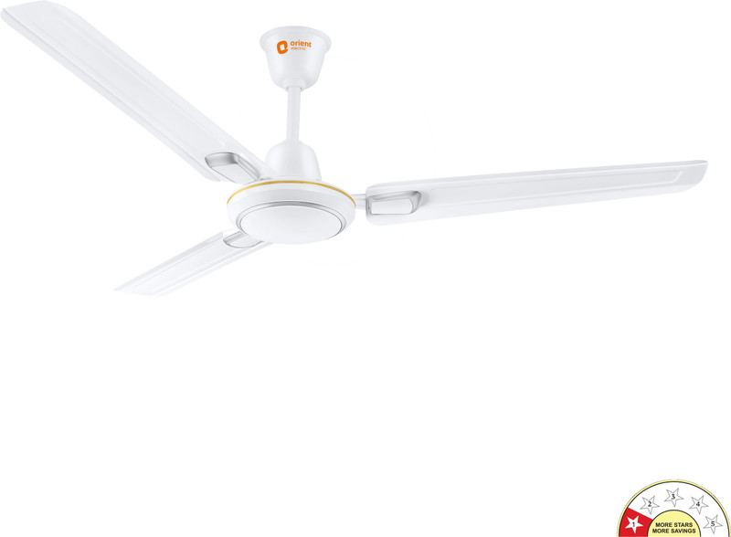 Orient Electric Ujala Air Deco | Superior Air Delivery | BEE-1 Star Rated | 2 Year Warranty with 2 Year Warranty Energy Saving 1200 mm Ceiling Fan(1 Star | White Silver | Pack of 1)