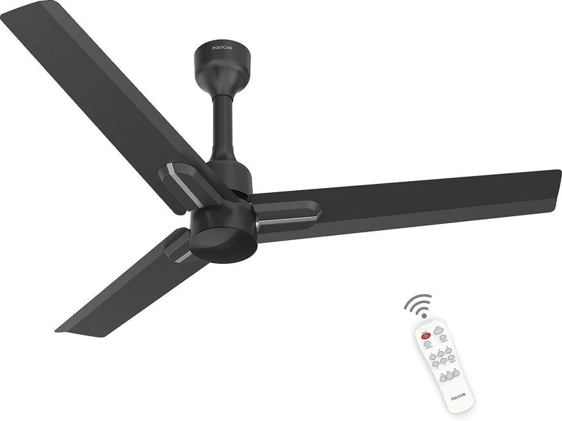 Polycab Wizzy Neo with 4 Year Warranty Remote Controlled 1200 mm Ceiling Fan(5 Star | Black Silver | Pack of 1)