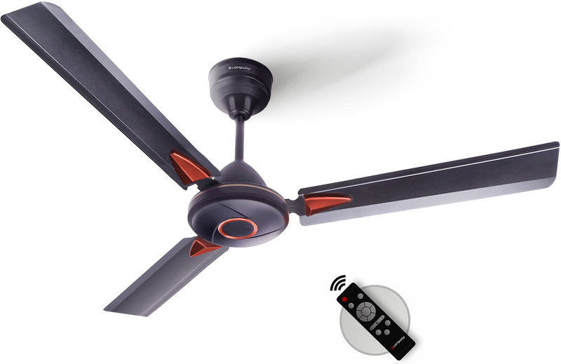 Longway Aero-3B-P1 with 5 Year Warranty BLDC Motor with Remote 1200 mm Ceiling Fan(5 Star | Brown Smoked | Pack of 1)