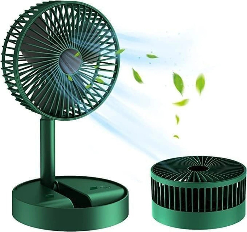 KOVAH Portable USB Rechargeable Foldable Mini Fan BLDC Motor, Energy Saving 148 mm Table Fan(Green | Pack of 1)
