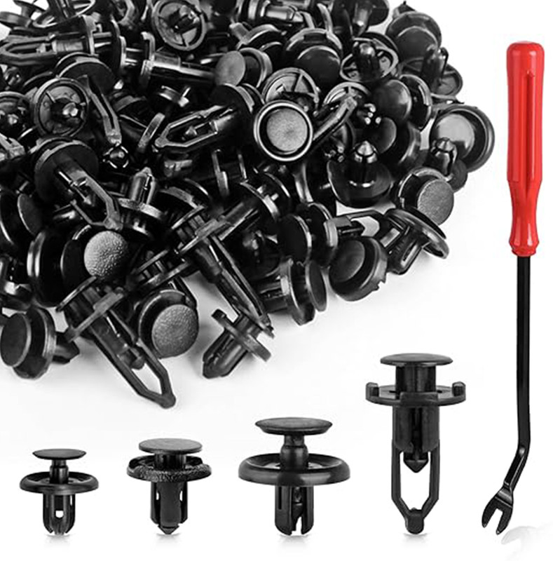 SERPLEX 120pcs Car Plastic Rivets Removal Tool Push Clips Retaining Clips Fasteners Kit Fastener(Stick On)