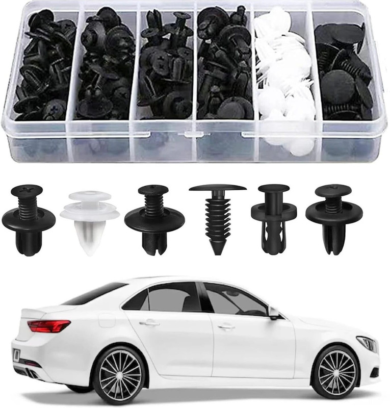 Hukimoyo 100 pcs Car Fastener Bumper Clip,Rivets Auto Retainer Trim Removal door clips Fastener(Replacement Trim Removal Tool for cars)