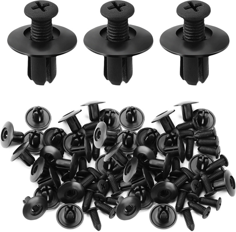 sannidhi Car Rivets and Screws Set 100 Pack 8mm Nylon Push Clips for Trim Panels Fastener(Push Type)
