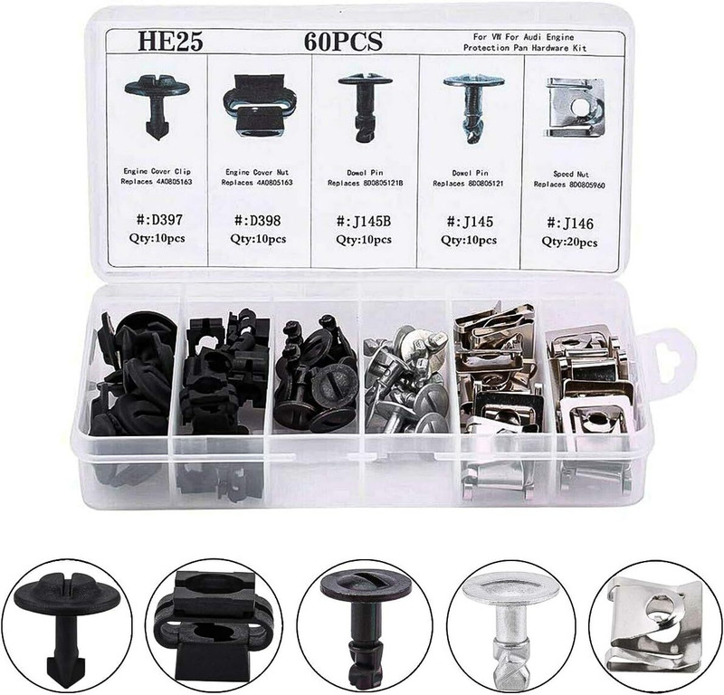 DASTVAM Auto Push Clips, Retainer & Engine Cover Clips Set, Bumper, Door Trim, Fender Fastener(Bumper, Door Trim, Fender, Engine Cover & Body Panel)