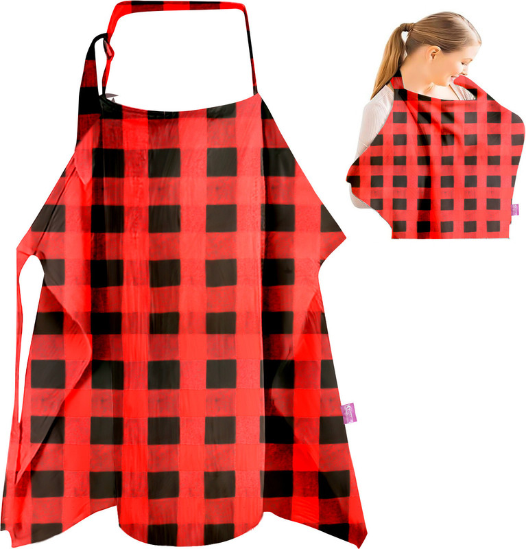 Get IT BreastFeeding Nursing Soft Premium Cover Outdoor Apron easy wear Feeding Cloak(Red Checked)