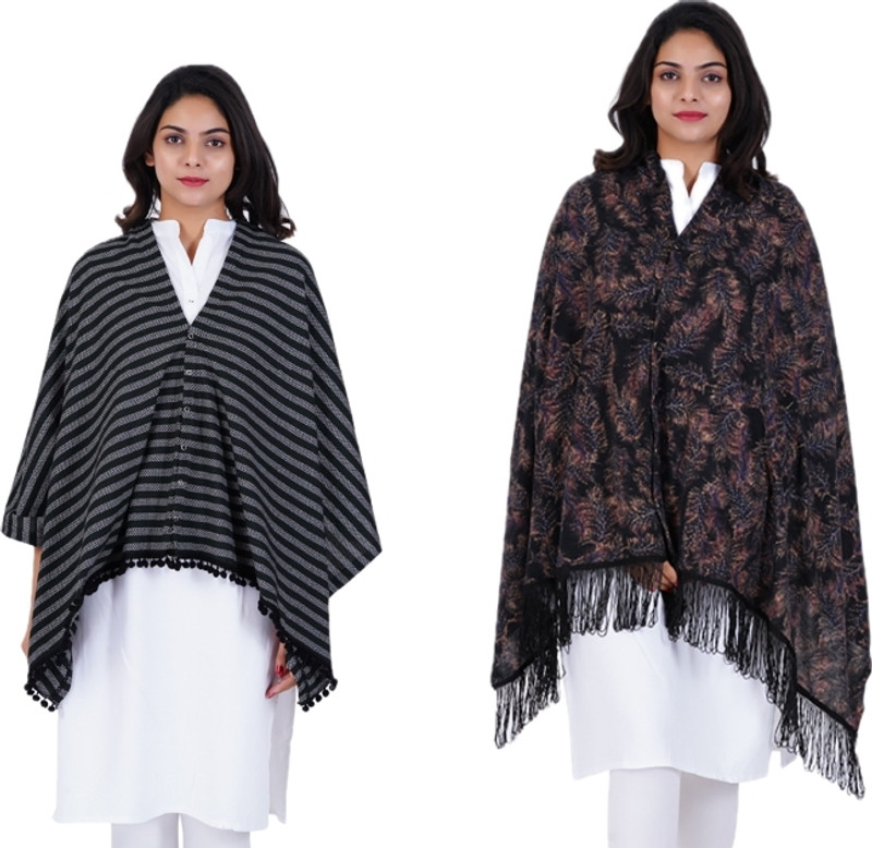 Aguila Premium Soft Warm Printed And Stripes Feeding shawl Feeding Cloak(Black, Military Green)