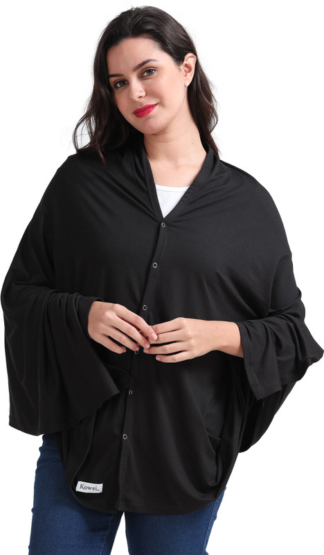 Kowsi super Soft material Mother's Nursing Shawl Feeding Cloak(Black)