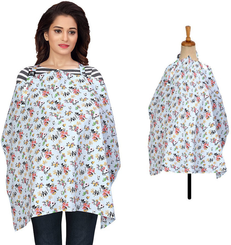 Babywish Sky Blue Floral Feeding Cover Feeding Cloak(Light Blue)