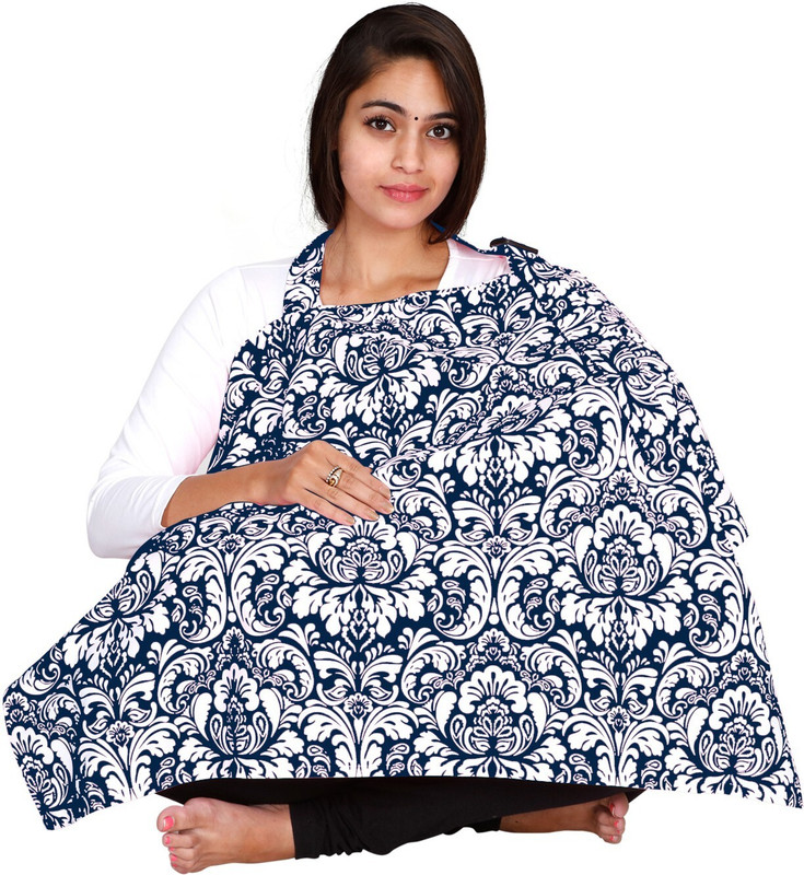 Lula Mom Damask Blue Feeding Cloak Feeding Cloak(Navy Blue)
