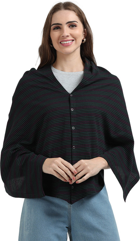 Kowsi Light weight cotton multi purpose breastfeeding shawl Feeding Cloak(Black & Purple)