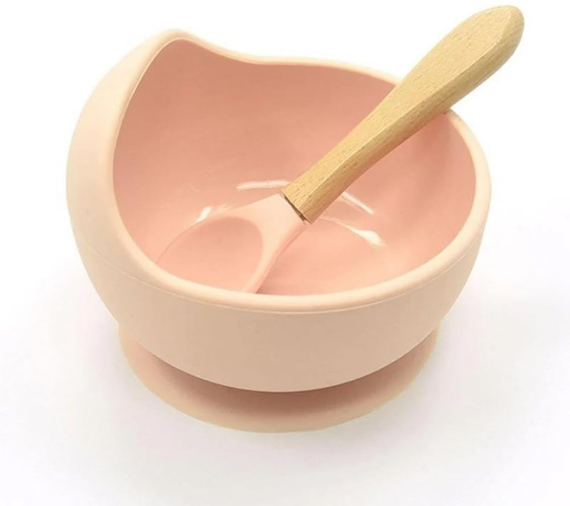 Spatlus Silicone Suction Bowls for Baby Toddler - BPA Free Silicone Bowl and Spoon Set  - Silicone(Pink)