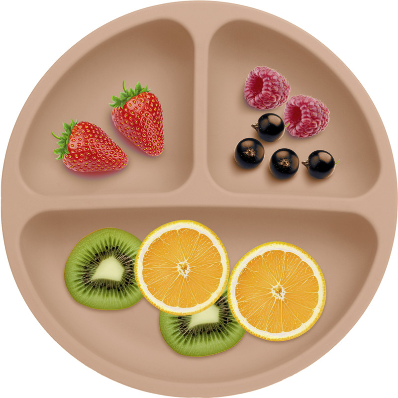 PEEPER PEE_4P_BWN - Silicone Baby Feeding 4-Suction Plate(Brown)